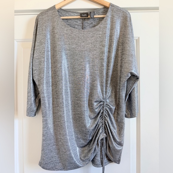 Chico’s Silver Ruched Side Top